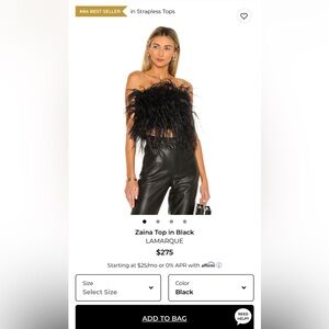 Lamarque Zainia Black Feather Boa strapless top